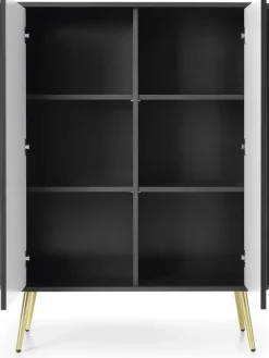 Komody>PIASKI Wysoka czarna dwudrzwiowa komoda do salonu 103 cm ZENIT czarny