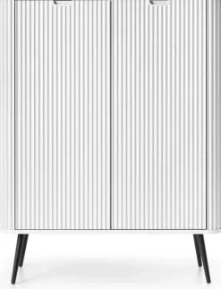 Komody>PIASKI Wysoka dwudrzwiowa biała komoda do salonu 103 cm ZENIT biały