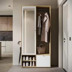 Garderoby></noscript>BRATEX Wysoka garderoba do przedpokoju 90 cm DORANO dąb artisan/biały