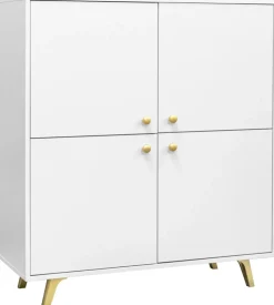 Komody>Stolar Wysoka komoda czterodrzwiowa z półkami 100 cm SELMA