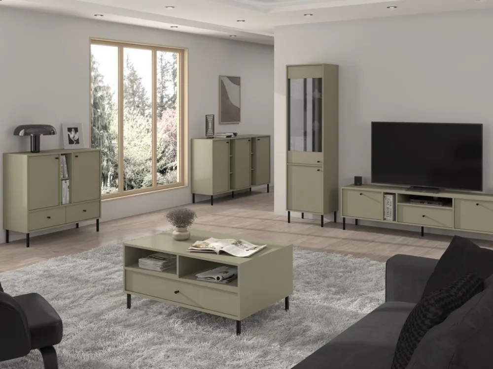 Zestawy Mebli Do Salonu|Komody>Lempert Wysoka komoda do salonu 125 cm z szufladami TOKEN eukaliptus