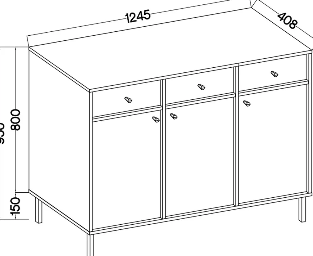 Zestawy Mebli Do Salonu|Komody>Lempert Wysoka komoda do salonu 125 cm z szufladami TOKEN eukaliptus