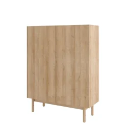 Zestawy Mebli Do Salonu|Komody>PIASKI Wysoka komoda do salonu BURGOS dąb riviera/marmur bianco