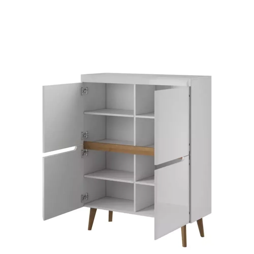 Komody>PIASKI Wysoka komoda do salonu RENI dąb artisan