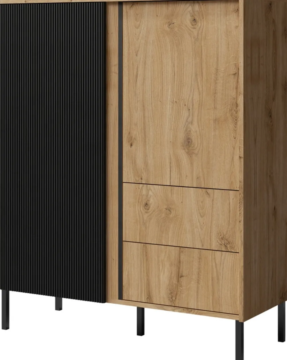 Zestawy Mebli Do Salonu|Komody>JUREK Wysoka komoda do salonu z lamelami 100 cm MALEZJA