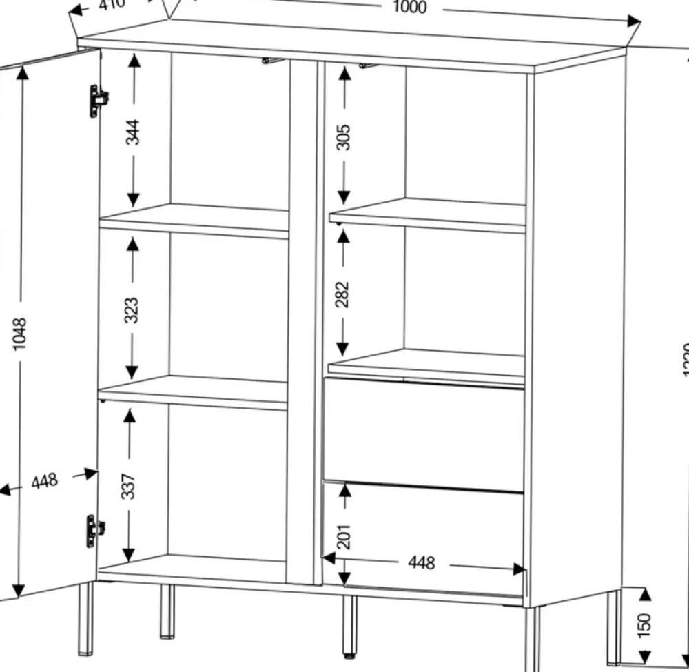 Zestawy Mebli Do Salonu|Komody>JUREK Wysoka komoda do salonu z lamelami 100 cm MALEZJA