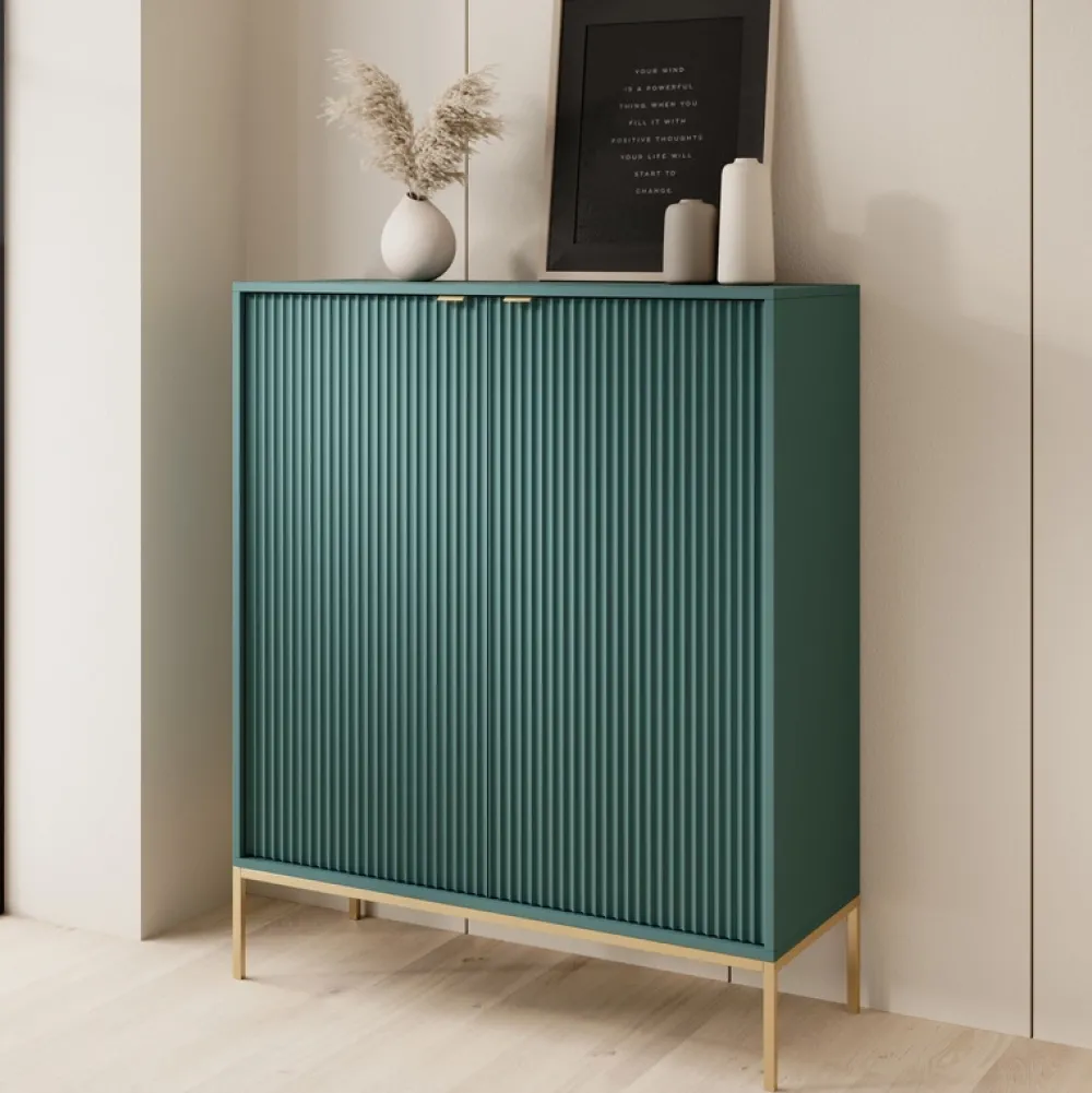 Komody>PIASKI Wysoka komoda dwudrzwiowa z półkami 104 cm AVANTI półki labrador