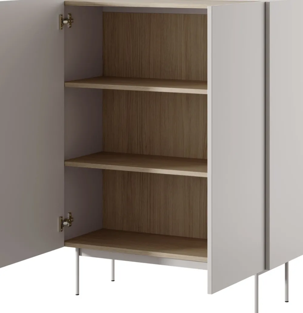 Komody>PIASKI Wysoka nowoczesna komoda dwudrzwiowa 97 cm CRYSTAL kaszmir