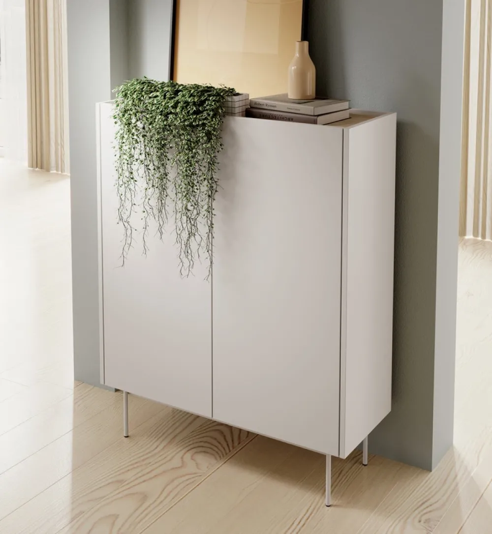 Komody>PIASKI Wysoka nowoczesna komoda dwudrzwiowa 97 cm CRYSTAL kaszmir