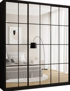 Zestawy Mebli Do Przedpokoju|Szafy Trzydrzwiowe>BROMARKT Wysoka nowoczesna szafa przesuwna z lustrem 200 cm OPTICA MAX