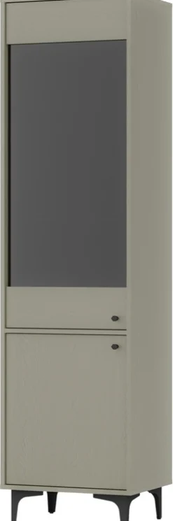 Witryny>Lempert Wysoka przeszklona witryna do salonu 52 cm TOKEN eukaliptus