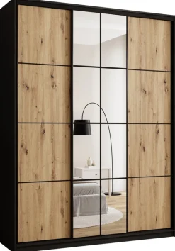 Zestawy Mebli Do Przedpokoju|Szafy Trzydrzwiowe>BROMARKT Wysoka szafa przesuwna 180 cm z półkami i drążkami EDGE MAX