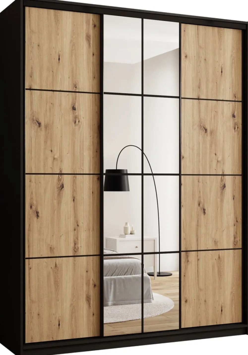 Zestawy Mebli Do Przedpokoju|Szafy Trzydrzwiowe>BROMARKT Wysoka szafa przesuwna 180 cm z półkami i drążkami EDGE MAX