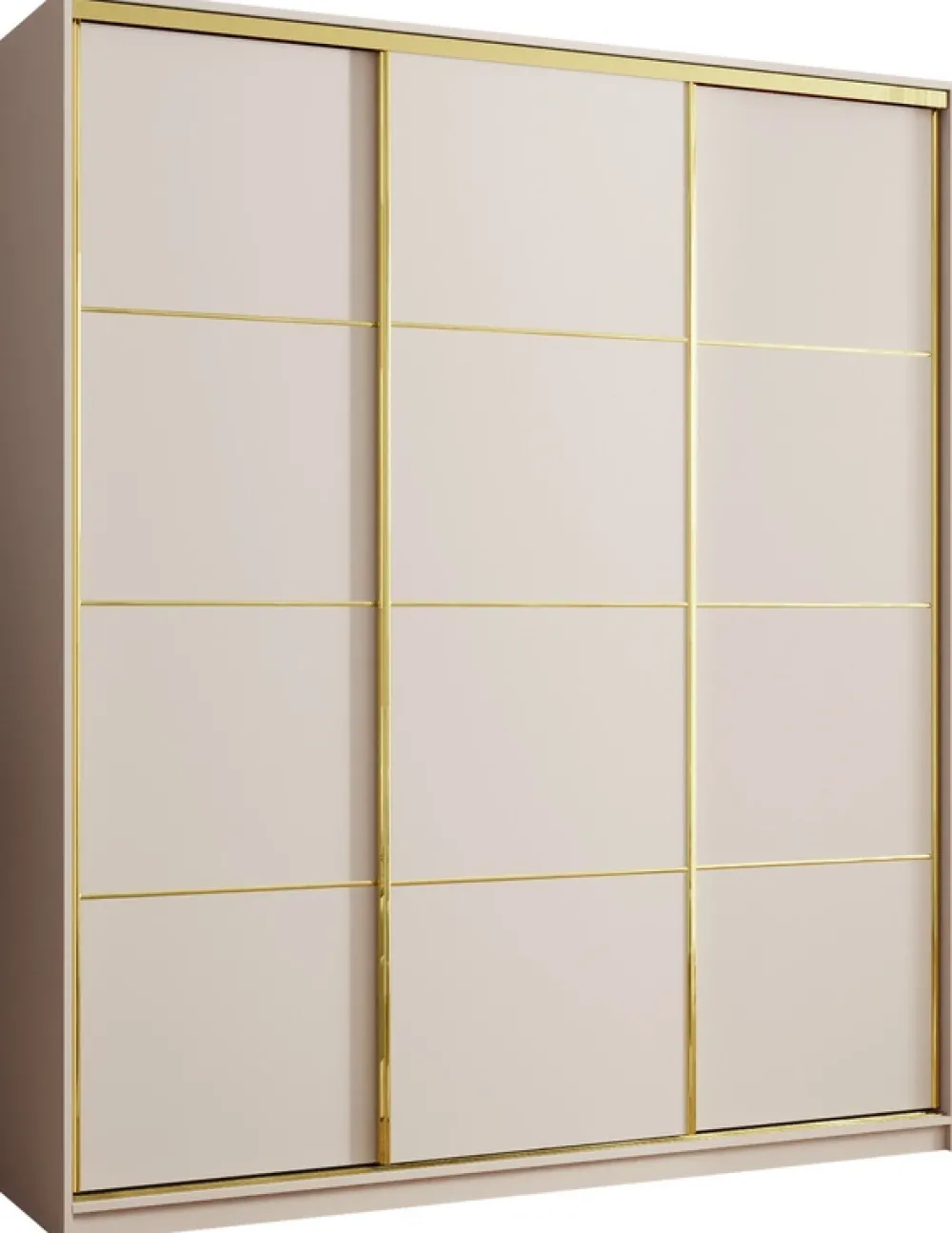 Zestawy Mebli Do Przedpokoju|Szafy Trzydrzwiowe>BROMARKT Wysoka szafa przesuwna 200 cm GOLD NEW MAX beż piaskowy