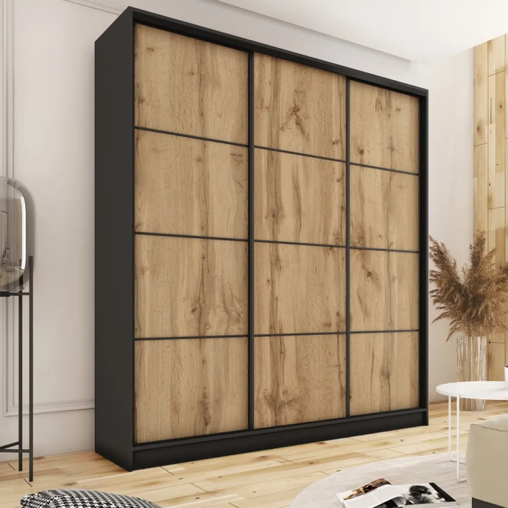 Zestawy Mebli Do Przedpokoju|Szafy Trzydrzwiowe>BROMARKT Wysoka szafa przesuwna do sypialni 180 cm LOFT MAX