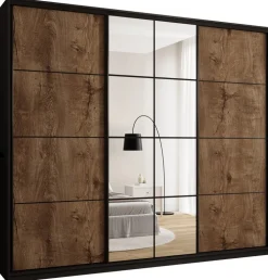 Zestawy Mebli Do Przedpokoju|Szafy Trzydrzwiowe>BROMARKT Wysoka szafa przesuwna z lustrem i drążkami 280 cm EDGE MAX