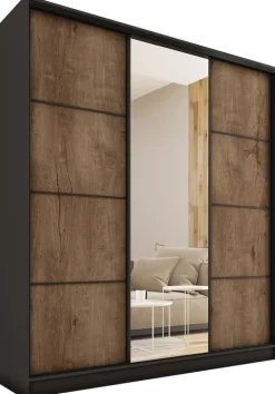 Zestawy Mebli Do Przedpokoju|Szafy Trzydrzwiowe>BROMARKT Wysoka szafa przesuwna z lustrem do sypialni 180 cm LOFT MAX