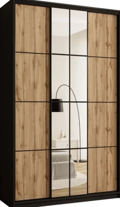 Szafy Trzydrzwiowe|Szafy Do Przedpokoju>BROMARKT Wysoka szafa przesuwna z lustrem 150 cm do sypialni EDGE MAX