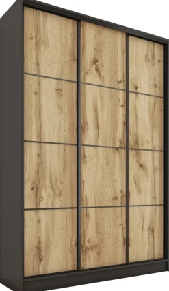 Zestawy Mebli Do Przedpokoju|Szafy Trzydrzwiowe>BROMARKT Wysoka szafa przesuwna z szufladami i półkami 150 cm LOFT MAX