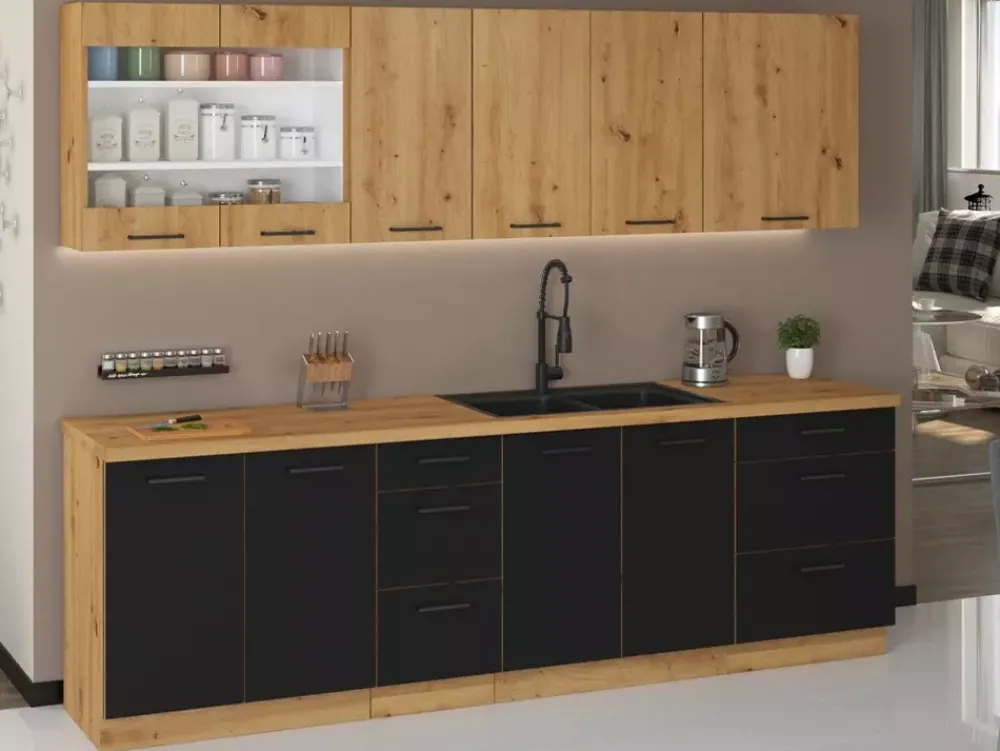 Meble Kuchenne>Lempert Wysoka szafka kuchenna pod zabudowę piekarnika 60 cm artisan czarny MILANO