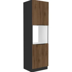 Meble Kuchenne>Lempert Wysoka szafka kuchenna pod zabudowę piekarnika 60 cm MARGARET orzech okapi