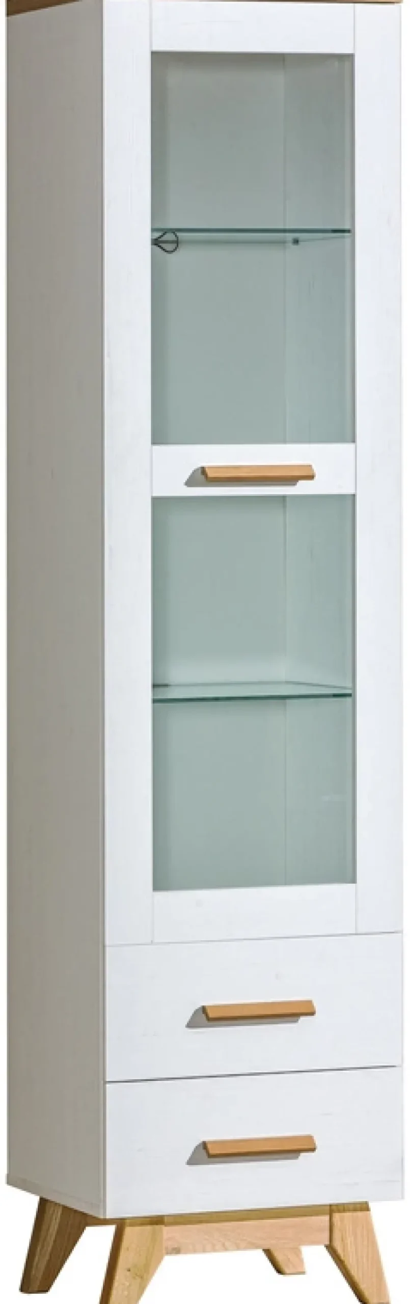 Witryny>DOLMAR Wysoka witryna skandynawska z dwoma szufladami 45 cm SILVA