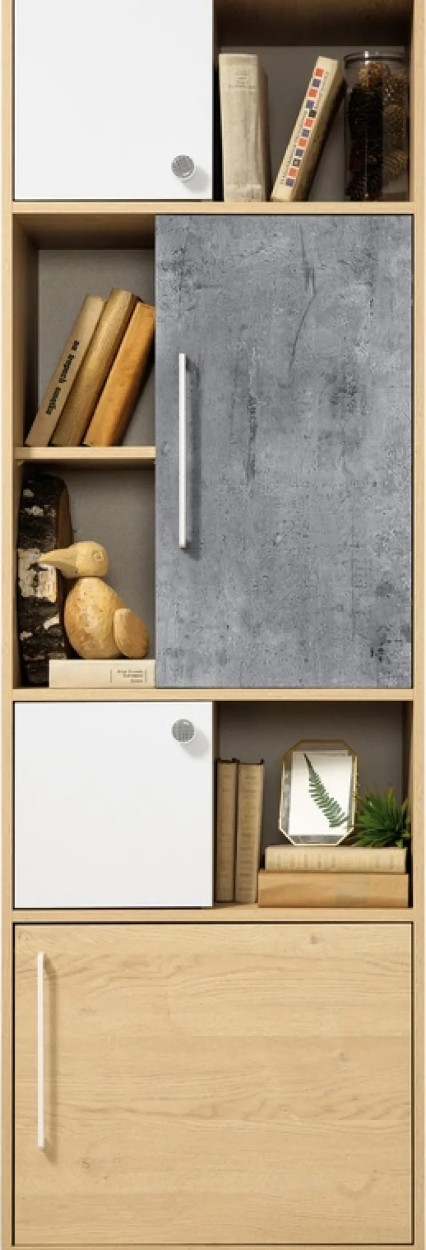 Regały Na Książki|Regały Dla Dzieci>MEBLAR Wysoki regał do pokoju młodzieżowego 60 cm czterodrzwiowy SLEEK