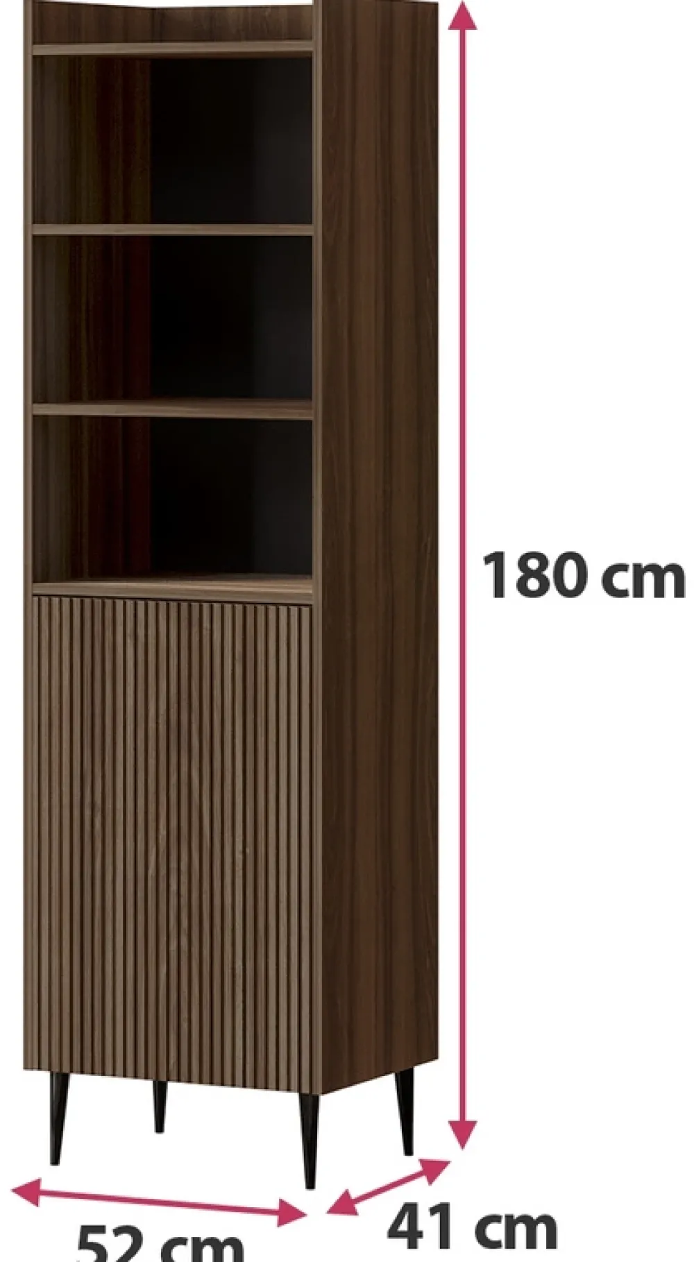 Regały Na Książki|Zestawy Mebli Do Salonu>JUREK Wysoki regał na książki do salonu 52 cm ASPERO orzech