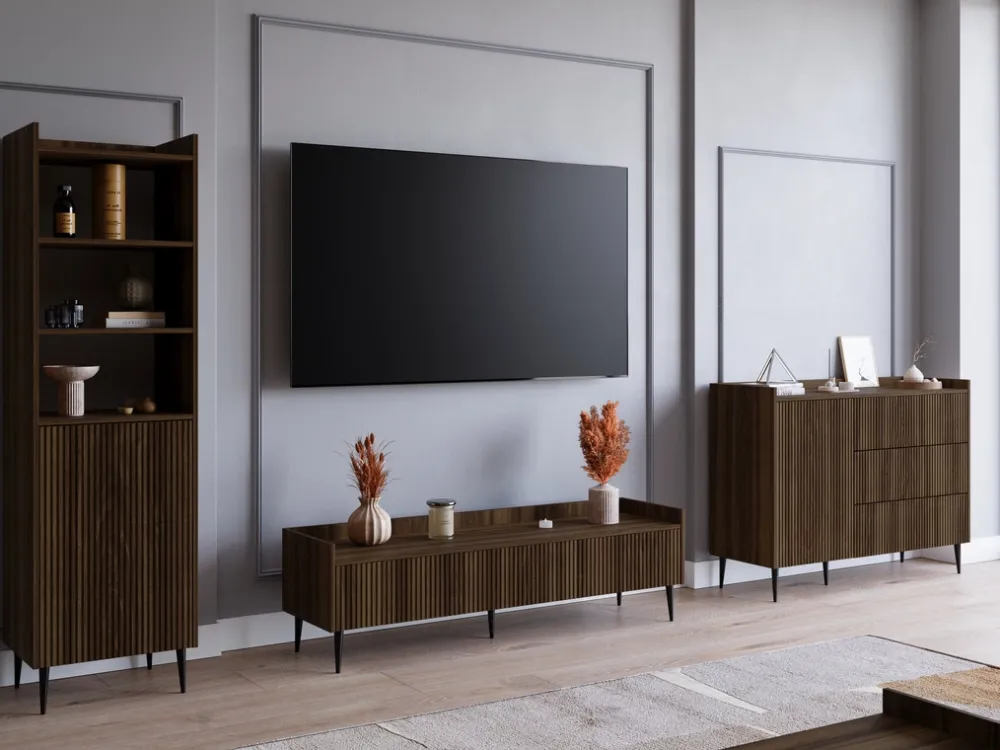 Regały Na Książki|Zestawy Mebli Do Salonu>JUREK Wysoki regał na książki do salonu 52 cm ASPERO orzech