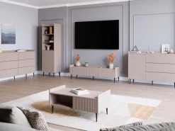 Regały Na Książki|Zestawy Mebli Do Salonu></noscript>JUREK Wysoki regał na książki do salonu 52 cm ASPERO kaszmir