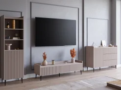 Regały Na Książki|Zestawy Mebli Do Salonu></noscript>JUREK Wysoki regał na książki do salonu 52 cm ASPERO kaszmir