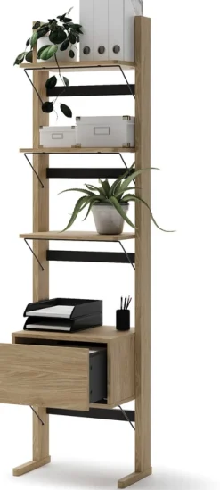 Regały Na Książki|Zestawy Mebli Młodzieżowych>lenart. Wysoki regał na książki do salonu z szufladą 52cm dąb olejowany OLLIE