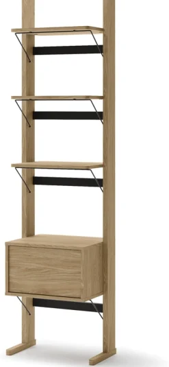 Regały Na Książki|Zestawy Mebli Młodzieżowych>lenart. Wysoki regał na książki do salonu z szufladą 52cm dąb olejowany OLLIE