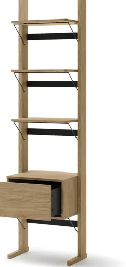 Regały Na Książki|Zestawy Mebli Młodzieżowych></noscript>lenart. Wysoki regał na książki do salonu z szufladą 52cm dąb olejowany OLLIE