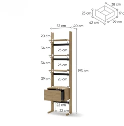 Regały Na Książki|Zestawy Mebli Młodzieżowych></noscript>lenart. Wysoki regał na książki do salonu z szufladą 52cm dąb olejowany OLLIE