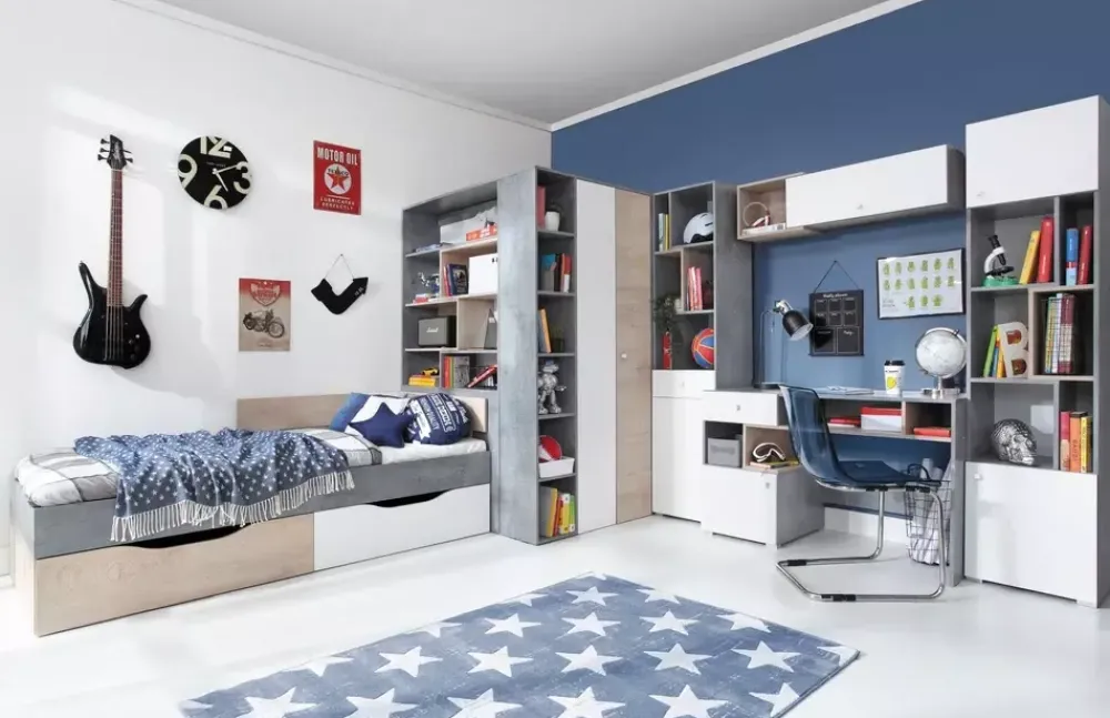 Regały Biurowe|Zestawy Mebli Młodzieżowych>MEBLAR Wysoki regał z dwiema szafkami SIREN