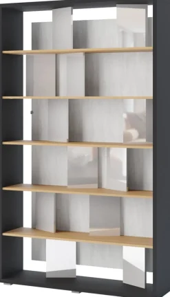 Regały Na Książki>lenart. Wysoki regał z półkami do salonu na książki 125 cm wysoki FITT