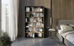 Regały Na Książki></noscript>lenart. Wysoki regał z półkami do salonu na książki 125 cm wysoki FITT