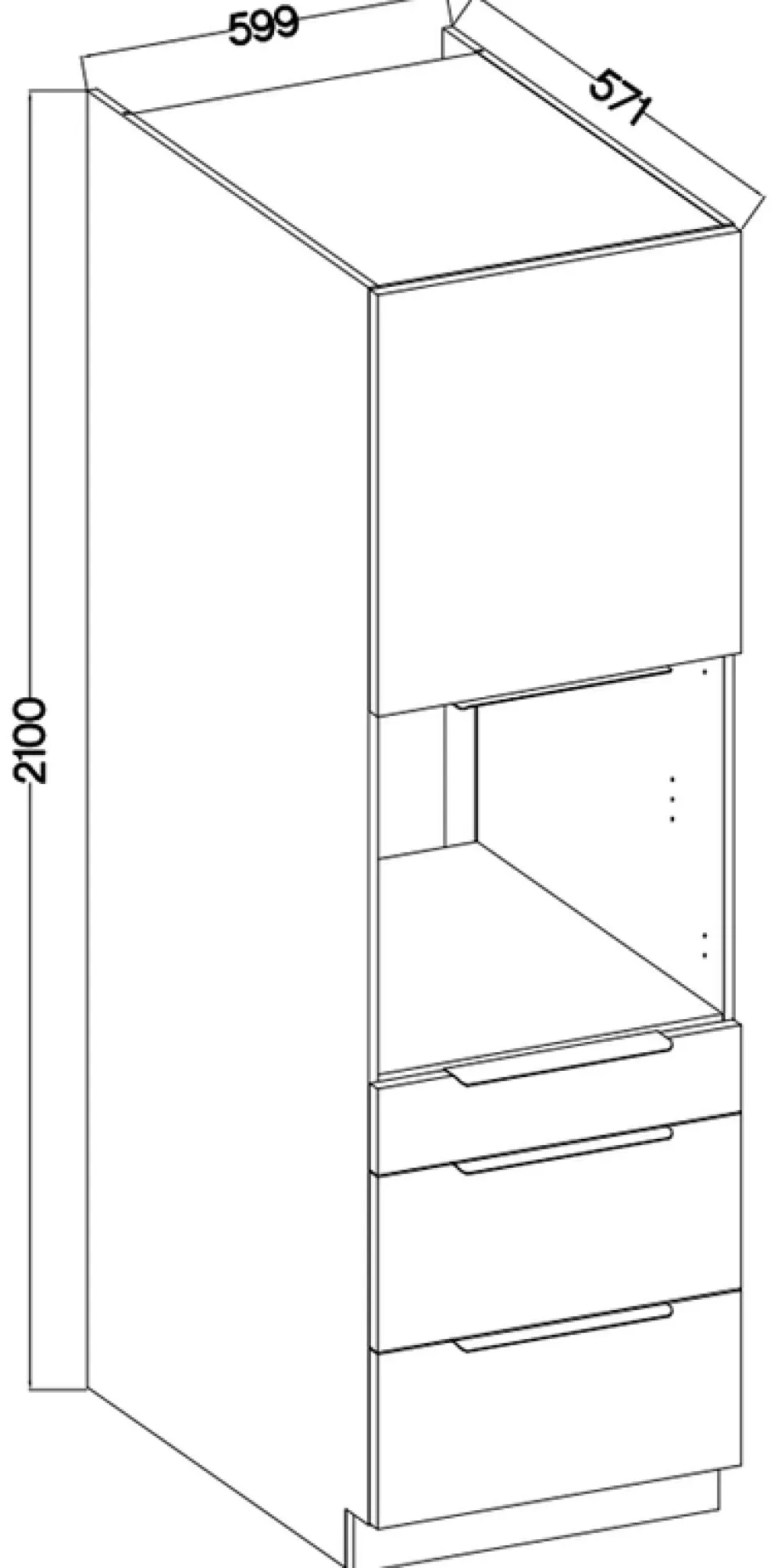 Meble Kuchenne>Lempert Wysoki słupek kuchenny 60 cm z szufladami pod zabudowę piekarnika MARGARET orzech okapi