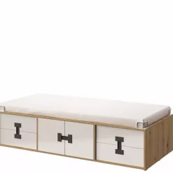 Meble Dla Dzieci|Łóżka Młodzieżowe>DOMEL Wysokie łóżko 90 cm x 200 cm Dąb Artisan INDEX