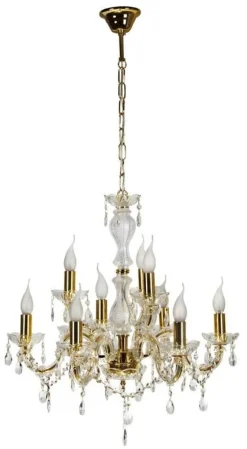 Oświetlenie Salonu|Żyrandole></noscript>Candellux Lighting Żyrandol kryształowy złoty 62cm 9xE14 Maria