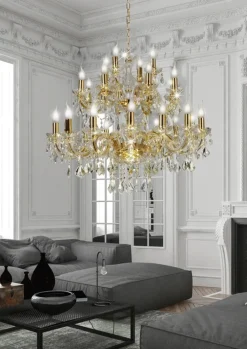 Oświetlenie Sypialni|Oświetlenie Salonu>Candellux Lighting Żyrandol kryształowy złoty 28xE14 Maria