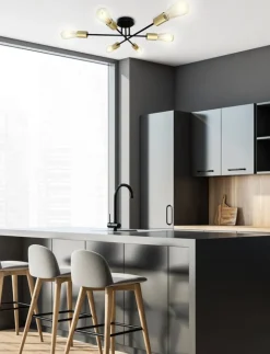 Oświetlenie Jadalni|Oświetlenie Kuchni>Candellux Lighting Żyrandol lampa sufitowa Crespilo czarno-złota 6xE27