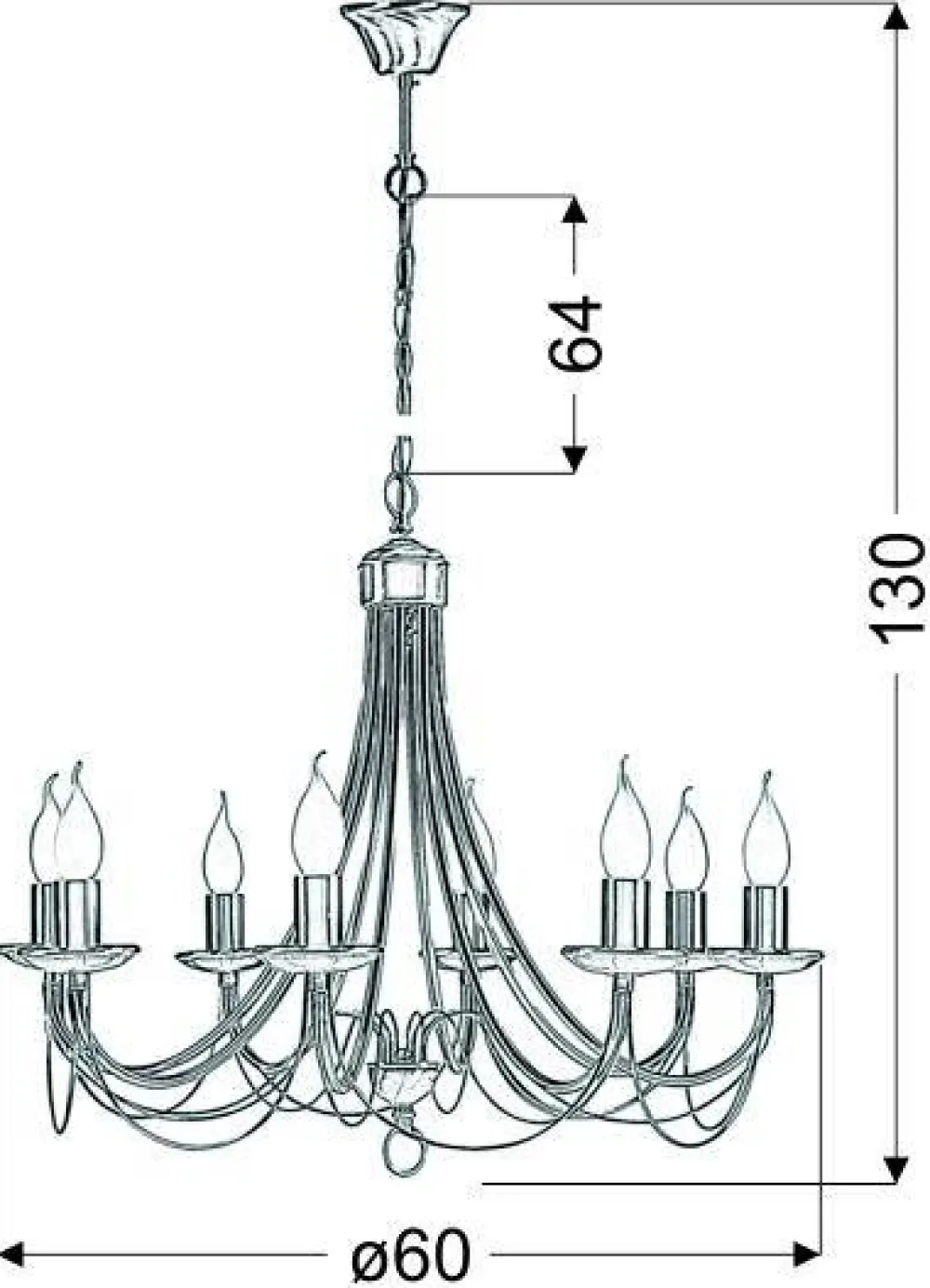 Oświetlenie Jadalni|Oświetlenie Salonu>Candellux Lighting Żyrandol patyna 8xE14 60cm MUZA