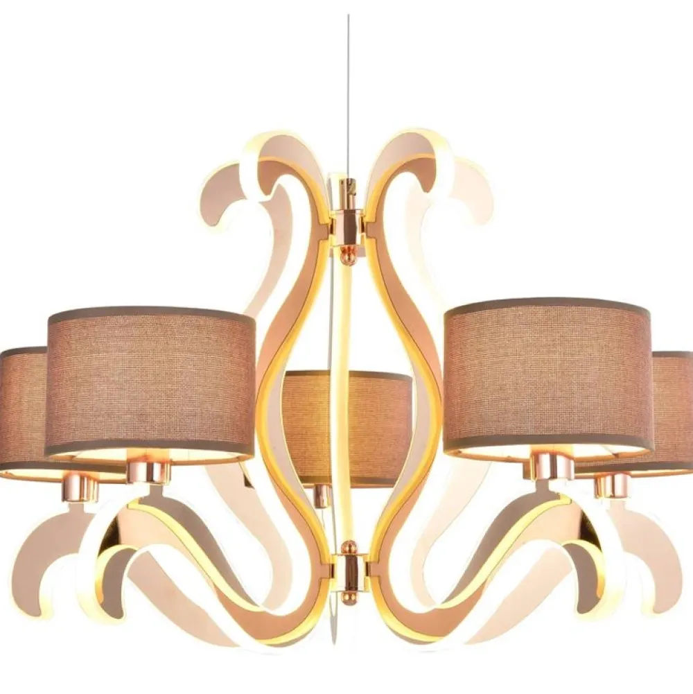 Oświetlenie Salonu|Oświetlenie Jadalni>Candellux Lighting Żyrandol 5xE14 + LED 43W miedz Ambrosia