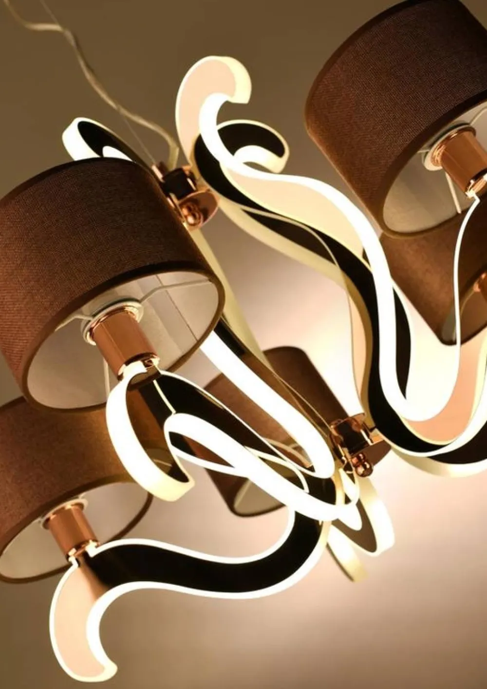 Oświetlenie Salonu|Oświetlenie Jadalni>Candellux Lighting Żyrandol 5xE14 + LED 43W miedz Ambrosia