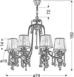 Oświetlenie Salonu|Żyrandole></noscript>Candellux Lighting Żyrandol z kryształkami 8xE14 74cm Adonis