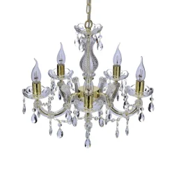 Oświetlenie Salonu|Żyrandole></noscript>Candellux Lighting Żyrandol z kryształkami złoty 5xE14 Maria Teresa