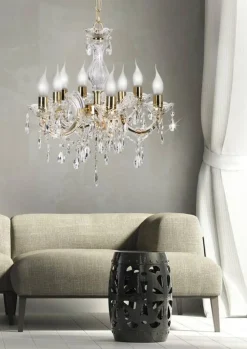 Oświetlenie Jadalni|Oświetlenie Salonu>Candellux Lighting Żyrandol z kryształkami złoty 8xE14 Maria