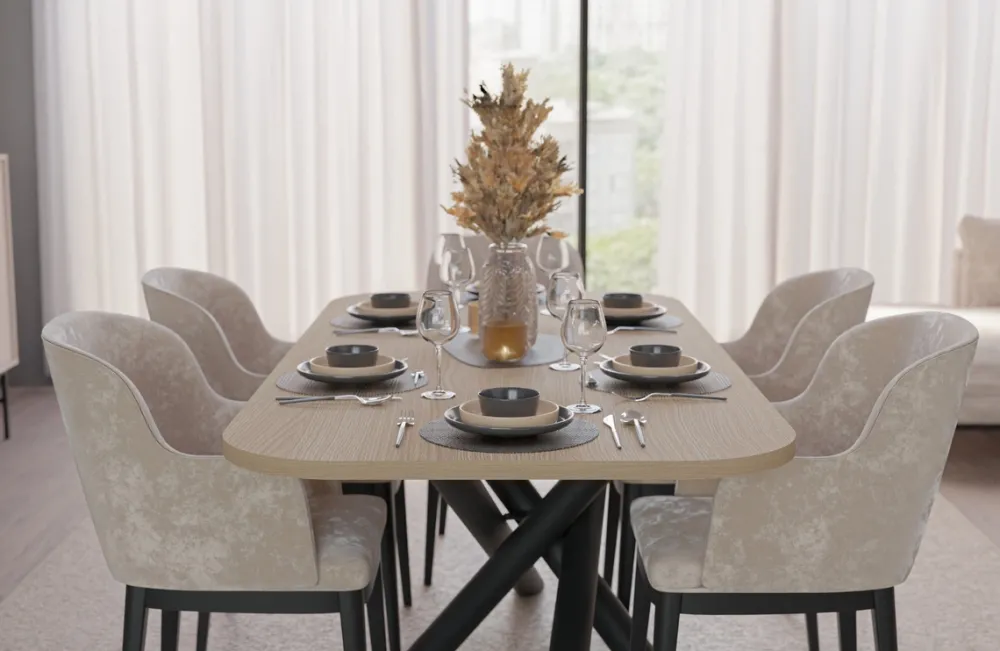 Krzesła|Stoły>Lempert Zaokrąglony nowoczesny stół do jadalni 185x90 cm OPALIO dąb lindberg